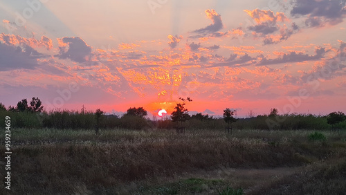 Coucher de soleil dans le Sud de la France (Hérault) photo