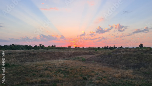 Coucher de soleil dans le Sud de la France (Hérault)