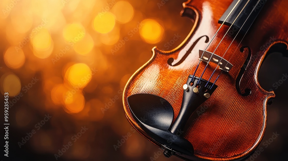 Fototapeta premium Violin Close Up with Bokeh Background