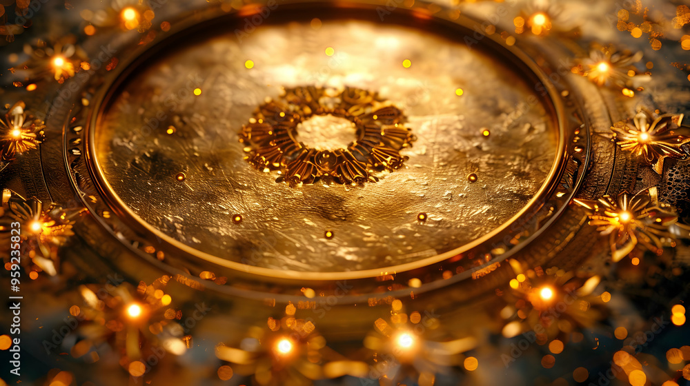 Golden Circle Abstract Background with Glowing Lights Golden Circle Abstract Background with Glowing Lights