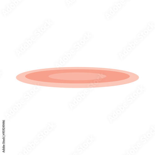 Pink round rug in simple flat cartoon style Vector