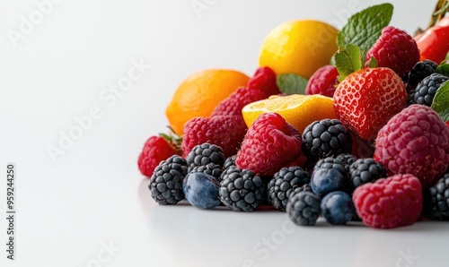 Fresh Fruits on White Background