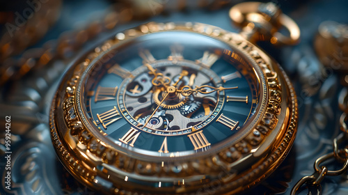 Wallpaper Mural Closeup of a Vintage Pocket Watch with Roman Numeral Dial - Photo Torontodigital.ca