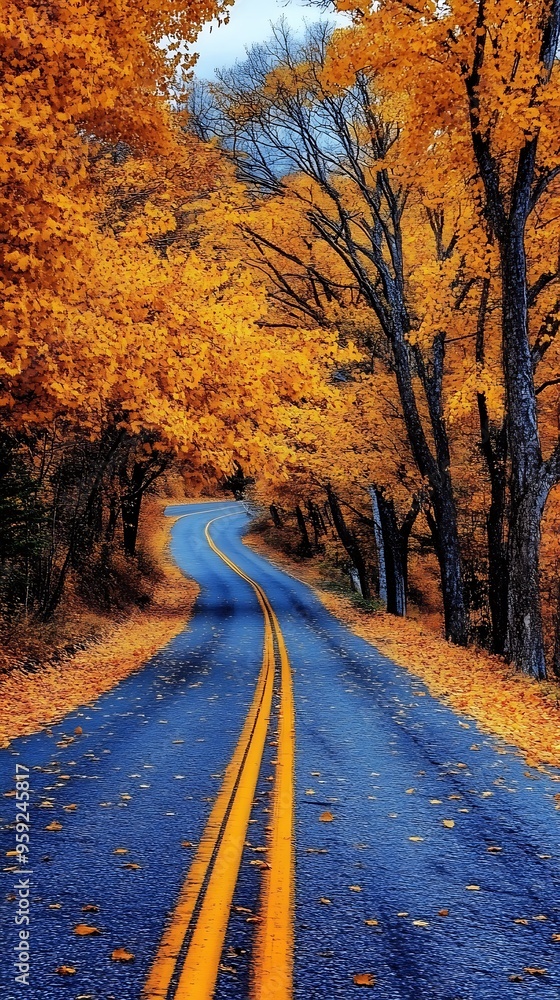 autumn trees on both sides of the road autumn trees on both sides of the road