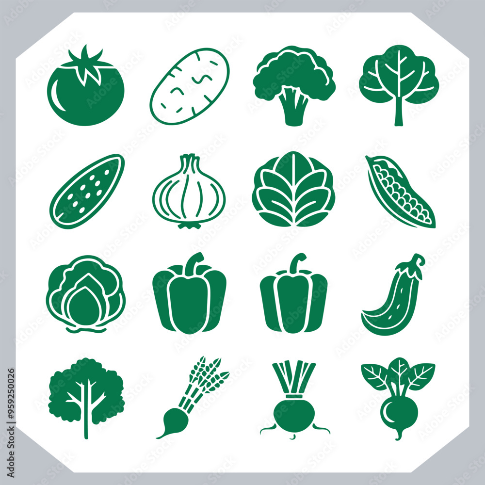 Set of vegetables black silhouette Carrot, potato, tomato, cucumber, onion, garlic, cauliflower, bell pepper, cabbage vector icon in white background. Set of vegetables black silhouette Carrot, potato, tomato, cucumber, onion, garlic, cauliflower, bell pepper, cabbage vector icon in white background.