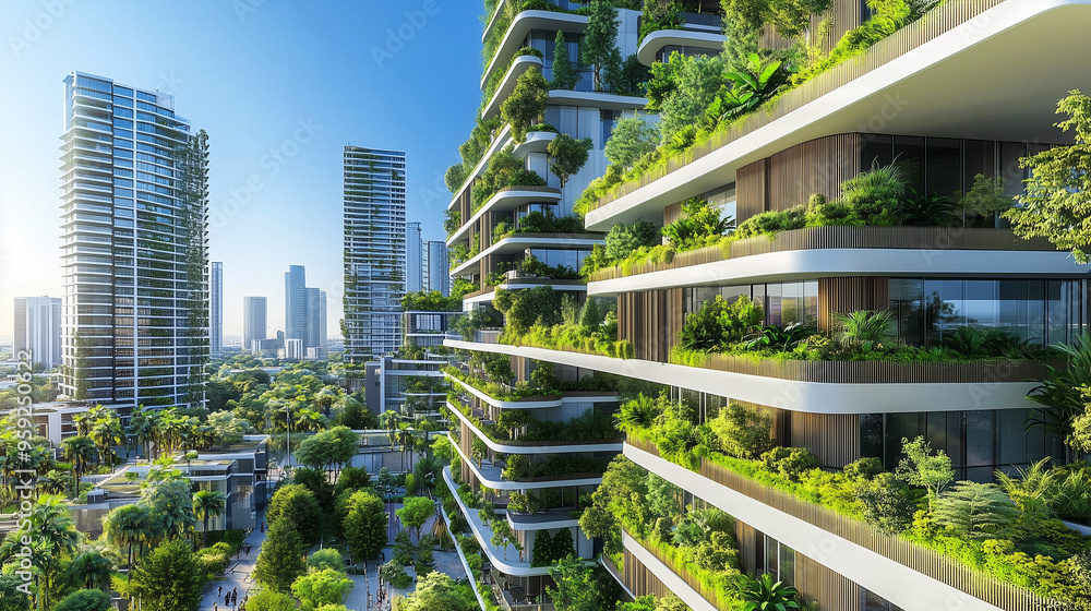 a green smart city with modern buildings a green smart city with modern buildings
