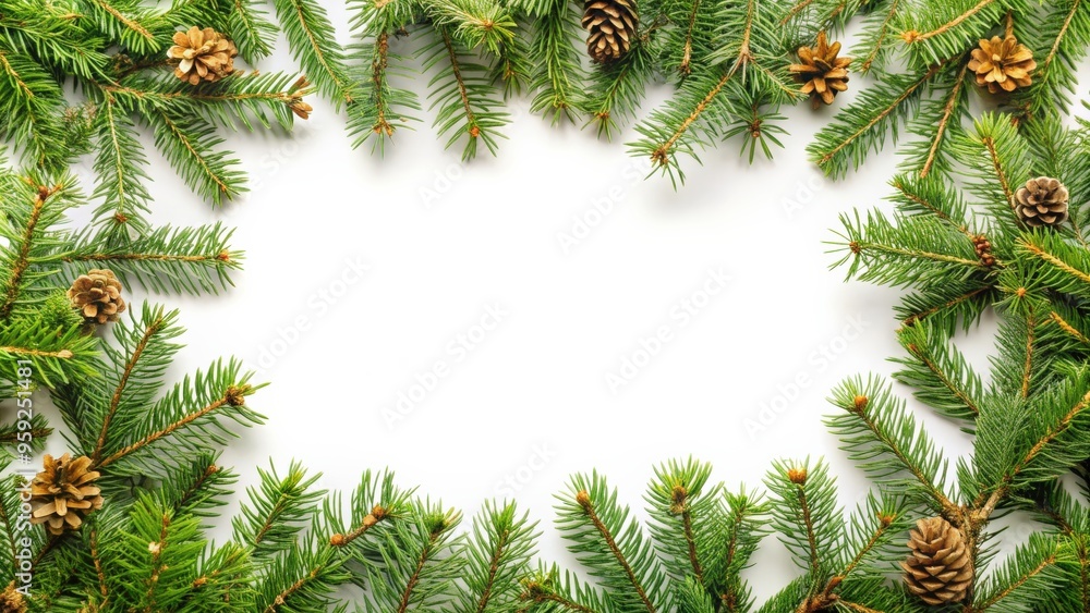 Christmas frame made of tree branches, holiday, festive, decoration, seasonal, winter, evergreen, natural, rustic Christmas frame made of tree branches, holiday, festive, decoration, seasonal, winter, evergreen, natural, rustic