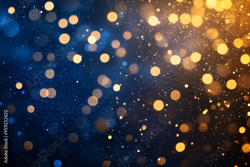 Abstract Blue and Gold Bokeh Background.