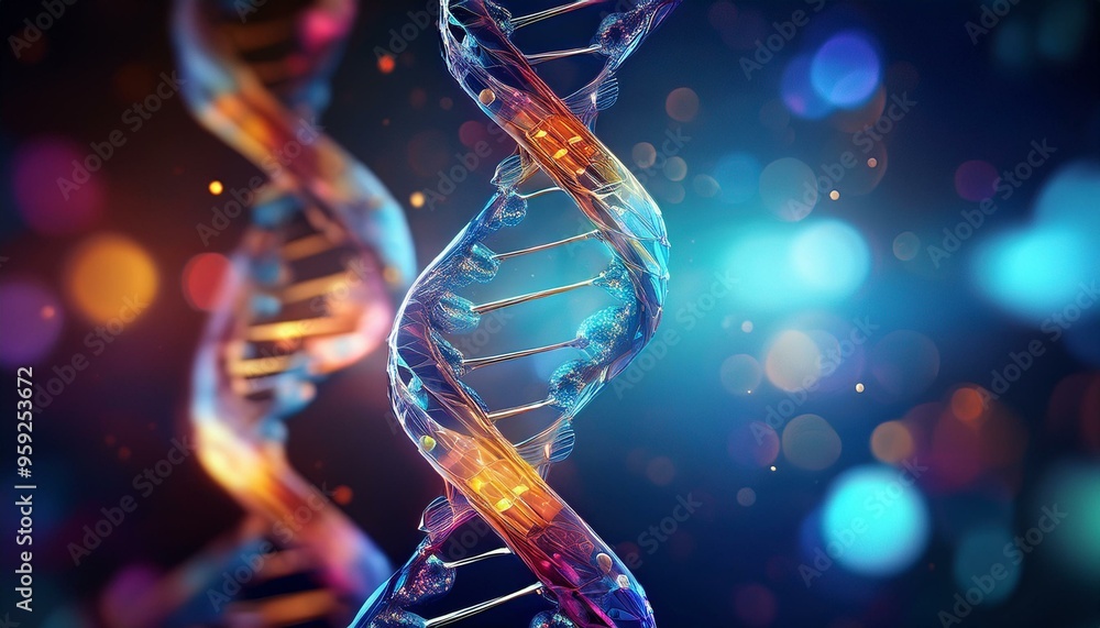 Abstract DNA double helix in futuristic technology style Abstract DNA double helix in futuristic technology style