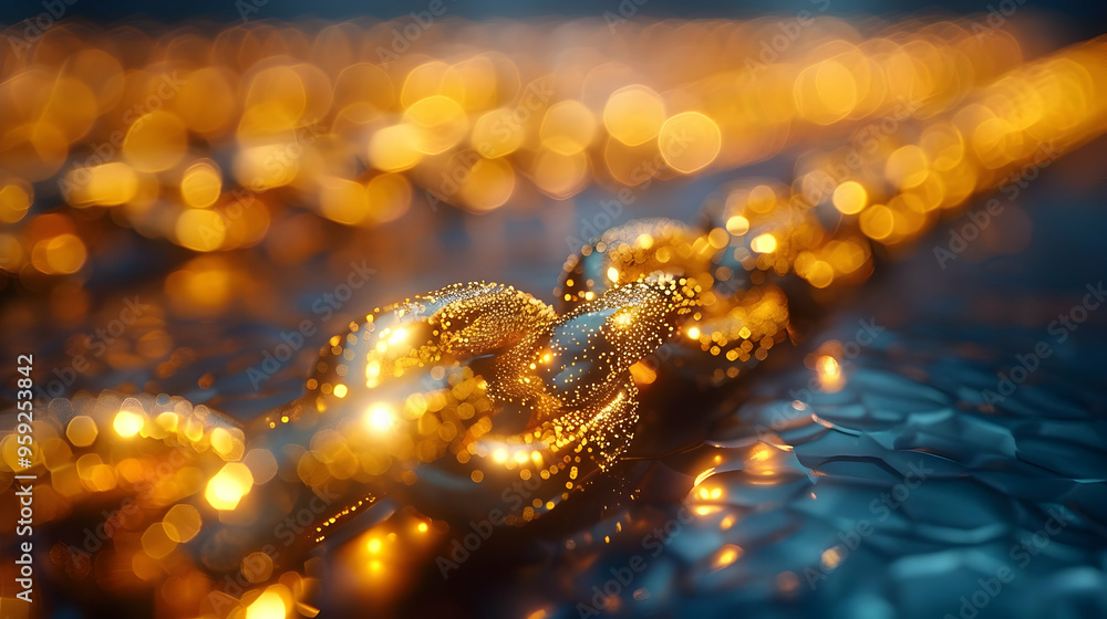 Golden Chain Abstract Background with Bokeh Lights Golden Chain Abstract Background with Bokeh Lights
