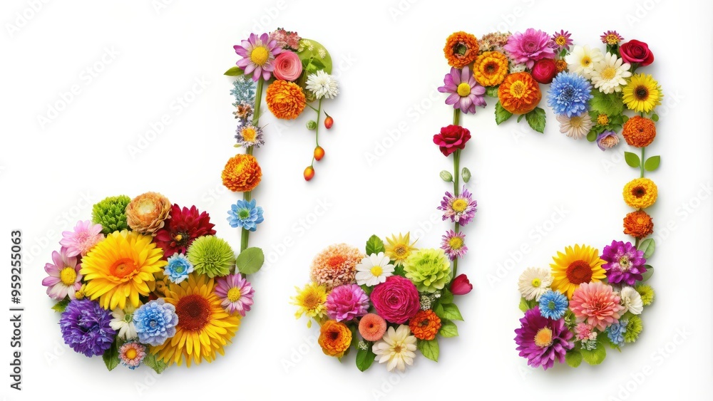 Music notes made of colorful flowers , music, notes, flowers, artistic, creativity, harmony, melody, spring Music notes made of colorful flowers , music, notes, flowers, artistic, creativity, harmony, melody, spring