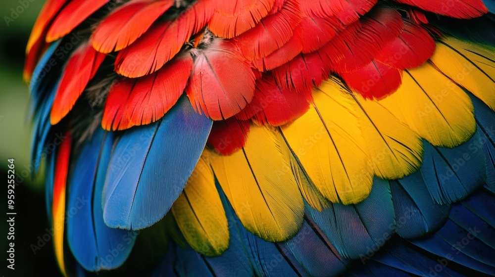 Vibrant Plumage of a Tropical Parrot in Close up Nature Scene Vibrant Plumage of a Tropical Parrot in Close up Nature Scene