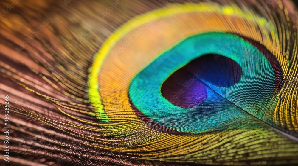 Obraz premium Vibrant Peacock Feather with Mesmerizing Pattern and Texture