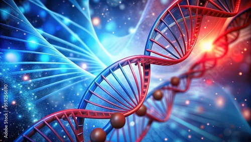 Abstract red and blue DNA helix on futuristic background, DNA, helix, molecule, abstract, red, blue, futuristic