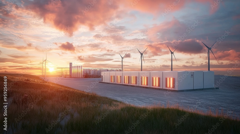 Sustainable Wind Energy at Scenic Countryside Sunset Sustainable Wind Energy at Scenic Countryside Sunset