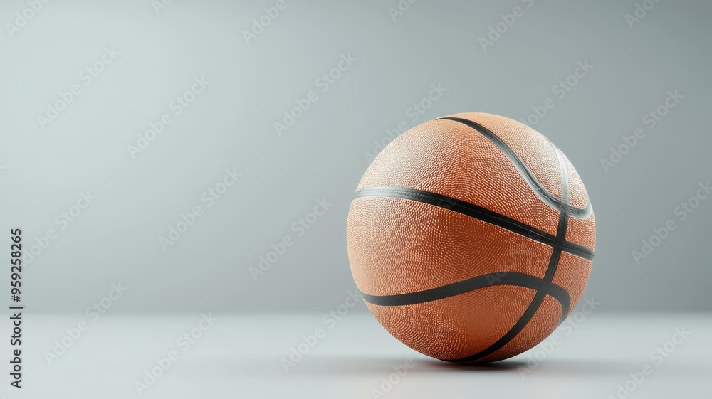 A basketball is sitting on a grey surface A basketball is sitting on a grey surface