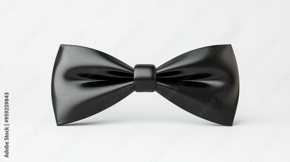 A black bow tie is shown on a white background A black bow tie is shown on a white background