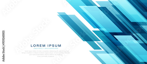 Abstract blue diagonal geometric background. Rectangle shape graphic elements. Technology futuristic concept. Modern banner template design with space for text. Vector illustration