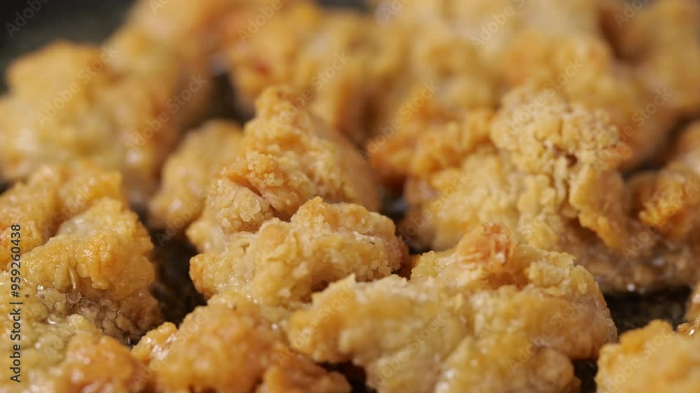 Deep-fried chicken nuggets in the pan, emphasizing the richness of flavor and the art of frying for perfect crispiness. Deep-fried chicken nuggets in the pan, emphasizing the richness of flavor and the art of frying for perfect crispiness.
