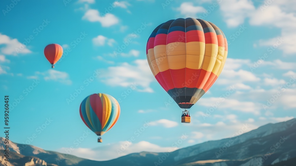 Obraz premium 空に浮かぶ気球