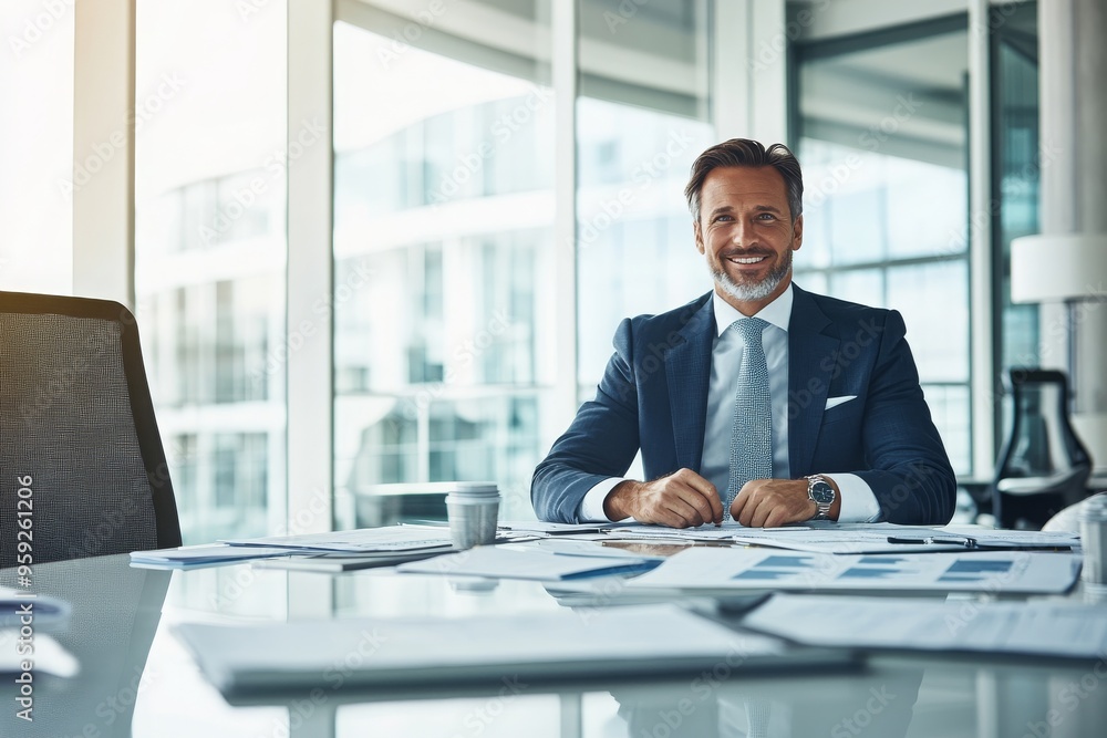 Confident Businessman Sitting at His Desk Confident Businessman Sitting at His Desk