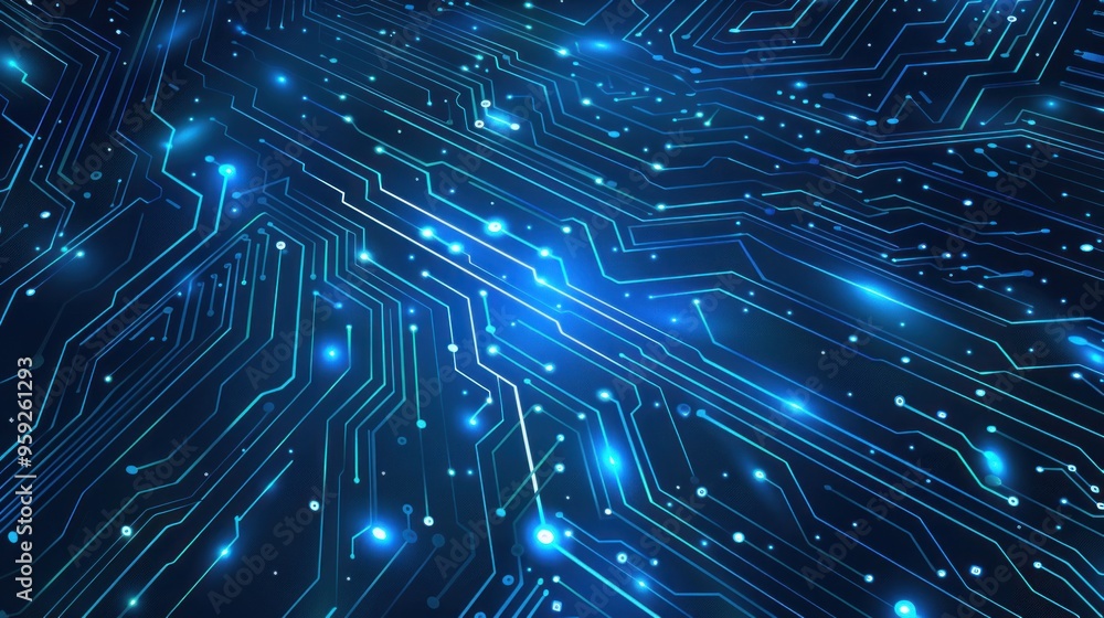 Futuristic electronic circuit technology blue background concept. AI generated image Futuristic electronic circuit technology blue background concept. AI generated image