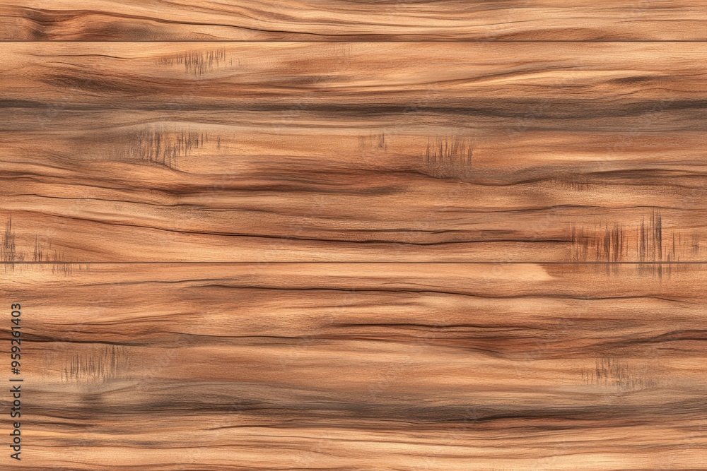 Fototapeta premium A high-resolution image of a smooth wooden surface displaying a seamless wood grain pattern in warm brown tones, used home decoration, ceramic tiles and laminates , ai