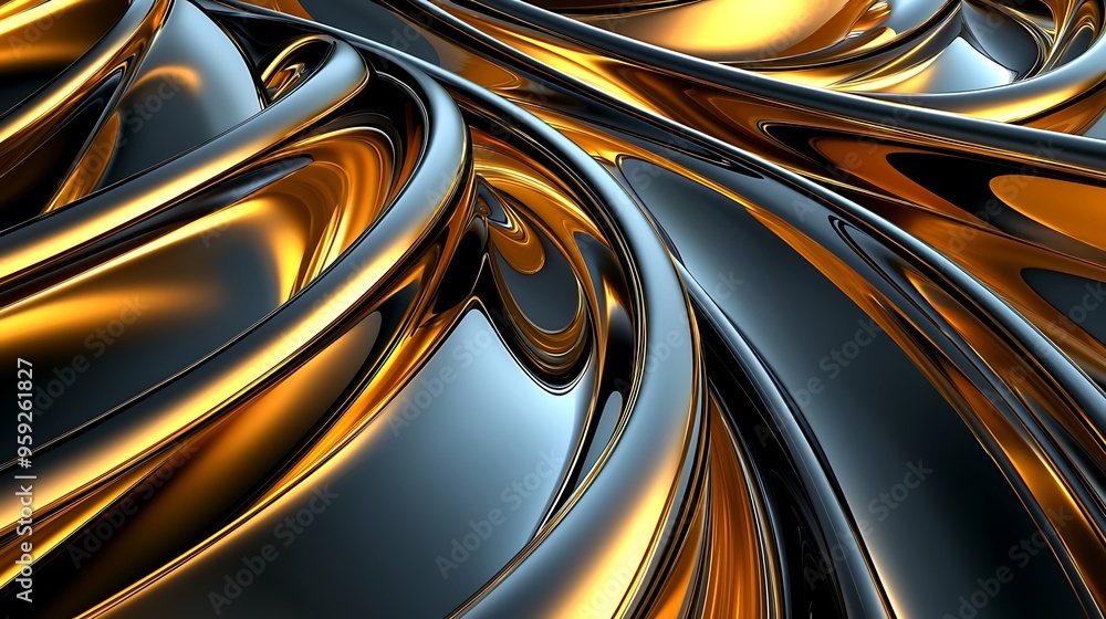 abstract background with golden liquid lines abstract background with golden liquid lines