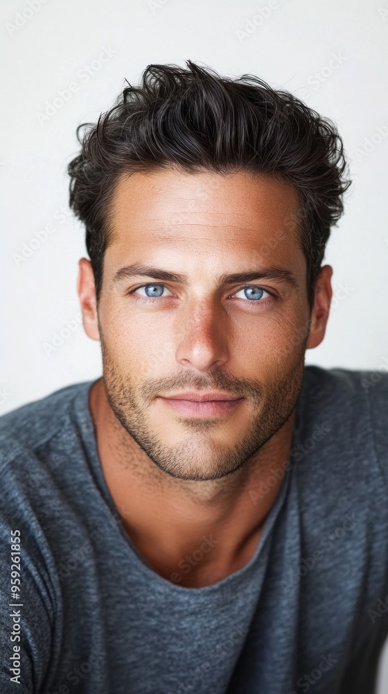 Handsome male model posing on white background Handsome male model posing on white background