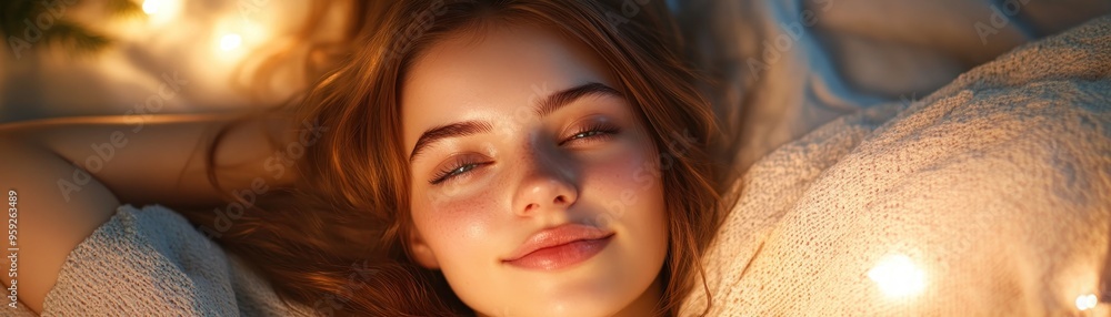 Serene and Inviting A Young Woman Relaxing in a Cozy and Warm Environment, Peaceful Atmosphere, Soft Lighting, Tranquil Moment Serene and Inviting A Young Woman Relaxing in a Cozy and Warm Environment, Peaceful Atmosphere, Soft Lighting, Tranquil Moment