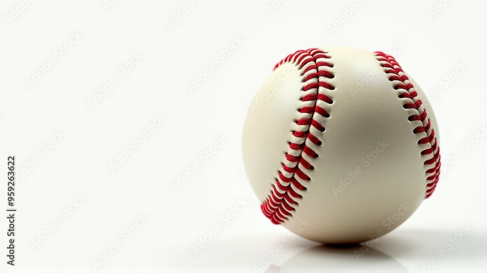 A baseball is sitting on a white background A baseball is sitting on a white background