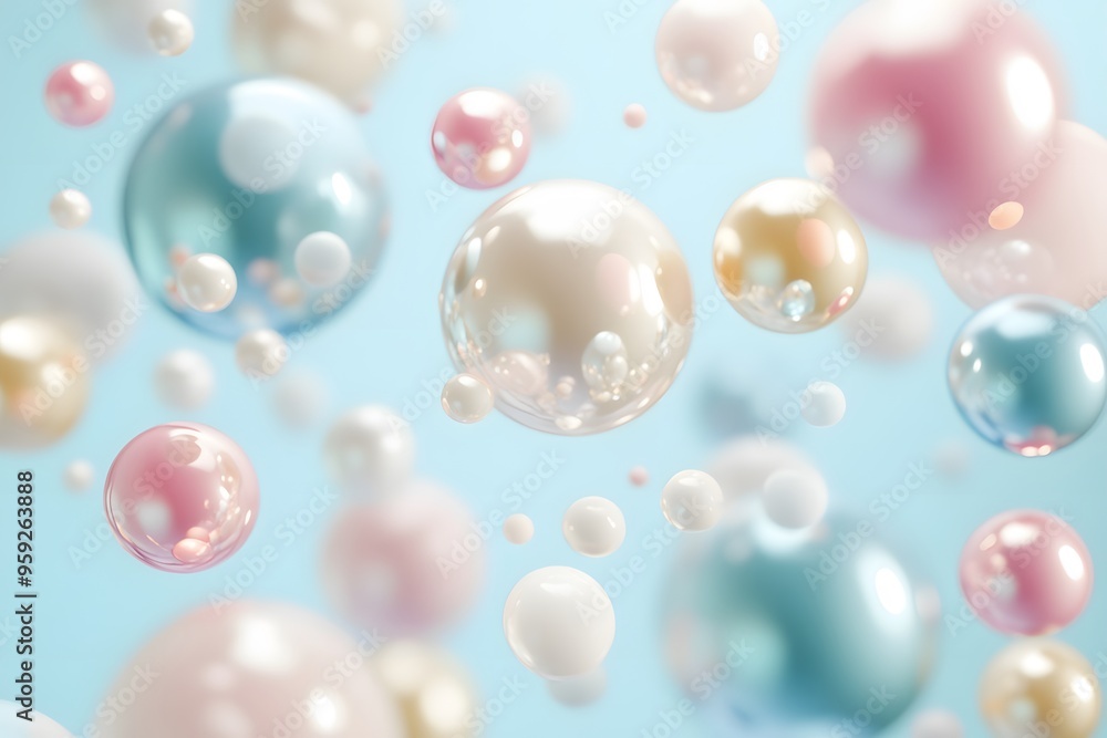 Pastel Colored Glossy Spheres Floating in Air Pastel Colored Glossy Spheres Floating in Air
