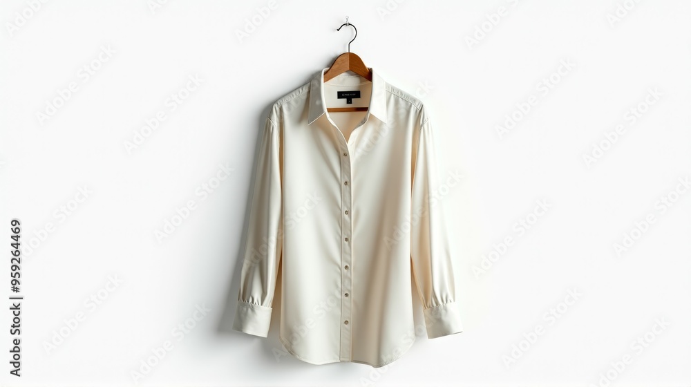 A white shirt hanging on a hanger A white shirt hanging on a hanger