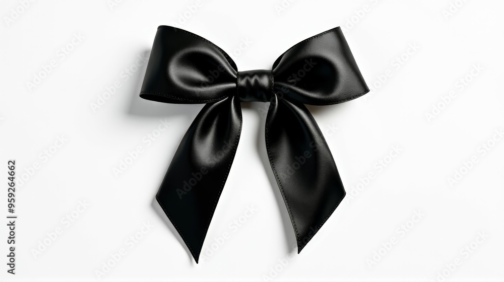 A black ribbon is shown on a white background A black ribbon is shown on a white background