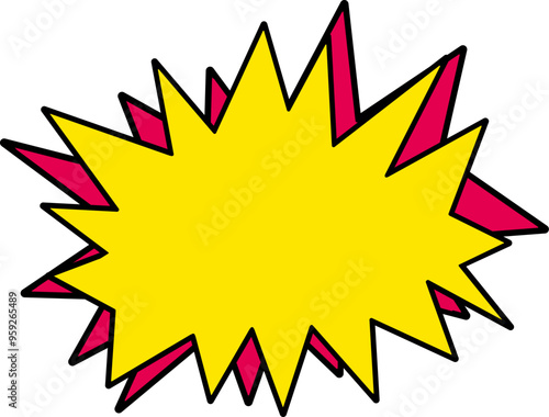 A shout explosion speech bubble with a yellow and red outline. Perfect for comic, manga or manhwa production photo