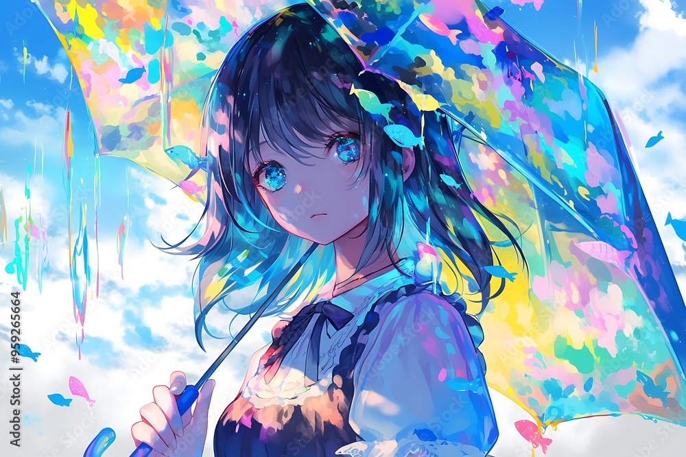 anime girl with umbrella