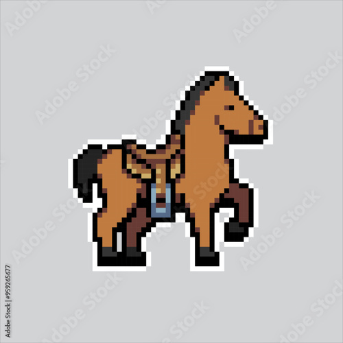 Pixel art illustration Horse Animal. Pixelated Horse. Animal Horse pixelated for the pixel art game and icon for website and video game. old school retro.