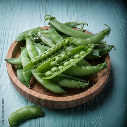 raw mangetout snow peas, AI generated photo