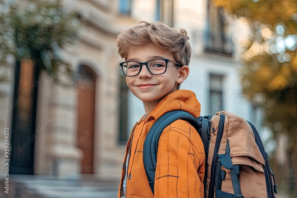 Smiling boy with backpack. Perfect for back-to-school, education, or childhood themes. Smiling boy with backpack. Perfect for back-to-school, education, or childhood themes.