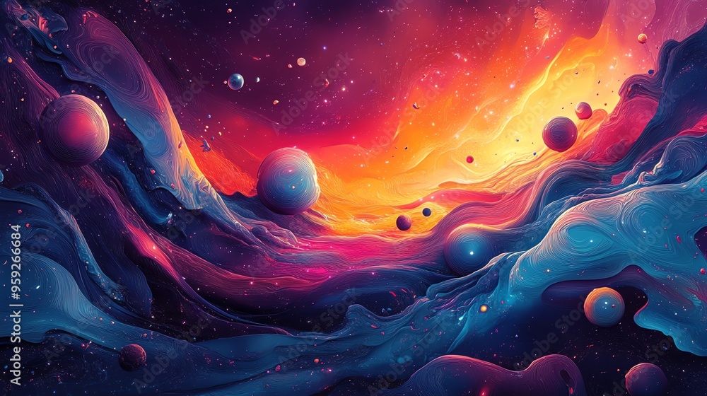 Abstract Cosmic Landscape with Vibrant Colors. Abstract Cosmic Landscape with Vibrant Colors.