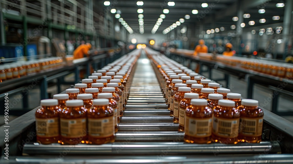 Efficient factory packaging and distribution area with workers ...