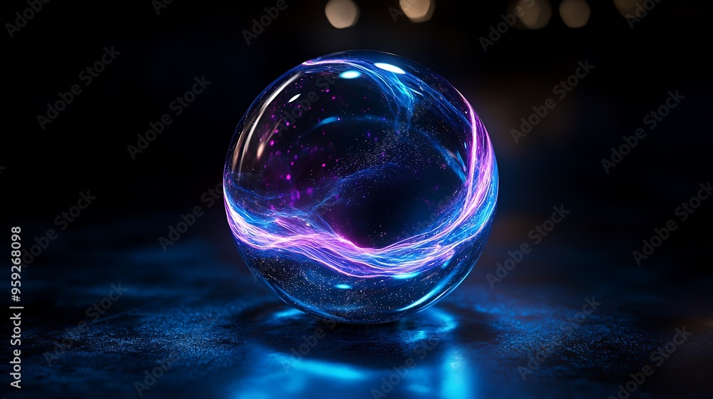 purple and blue energy ball on black background purple and blue energy ball on black background