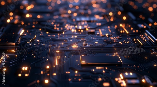 Wallpaper Mural Futuristic Circuit Board with Glowing Lights   Abstract Technology Background Torontodigital.ca