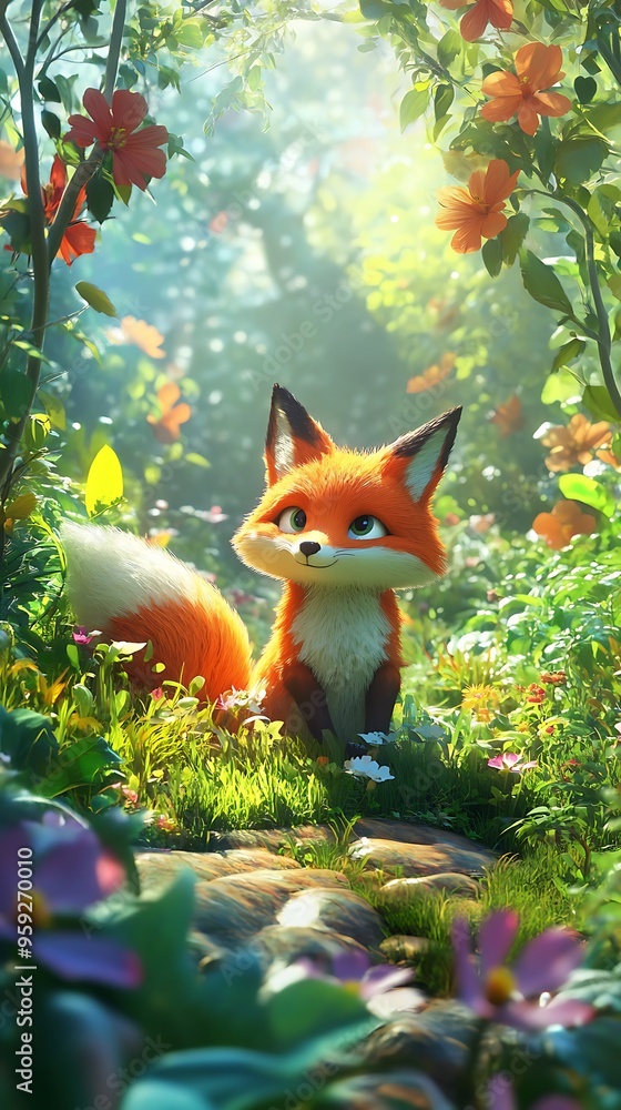 Fototapeta premium cute fox in the forest