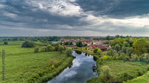 vista aerea rivalta sul mincio mantova