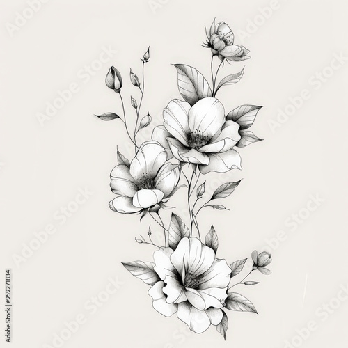 flower, draw, vector, black art, tattoo style, tattoo, floral, illustration, pattern, leaf, nature, vintage, drawing, sketch, plant, design, art, decoration, branch, rose, blossom, element, black, wed