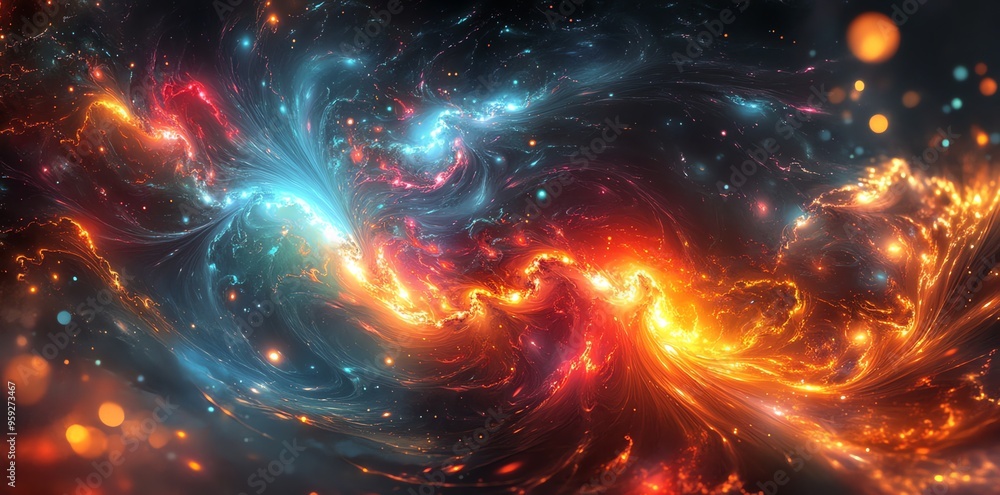 Fototapeta premium Abstract fire and ice swirl background.