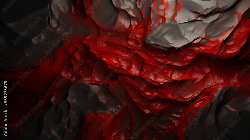 Obraz premium astarte.ai: Crimson and Silver Fluid Abstract Art