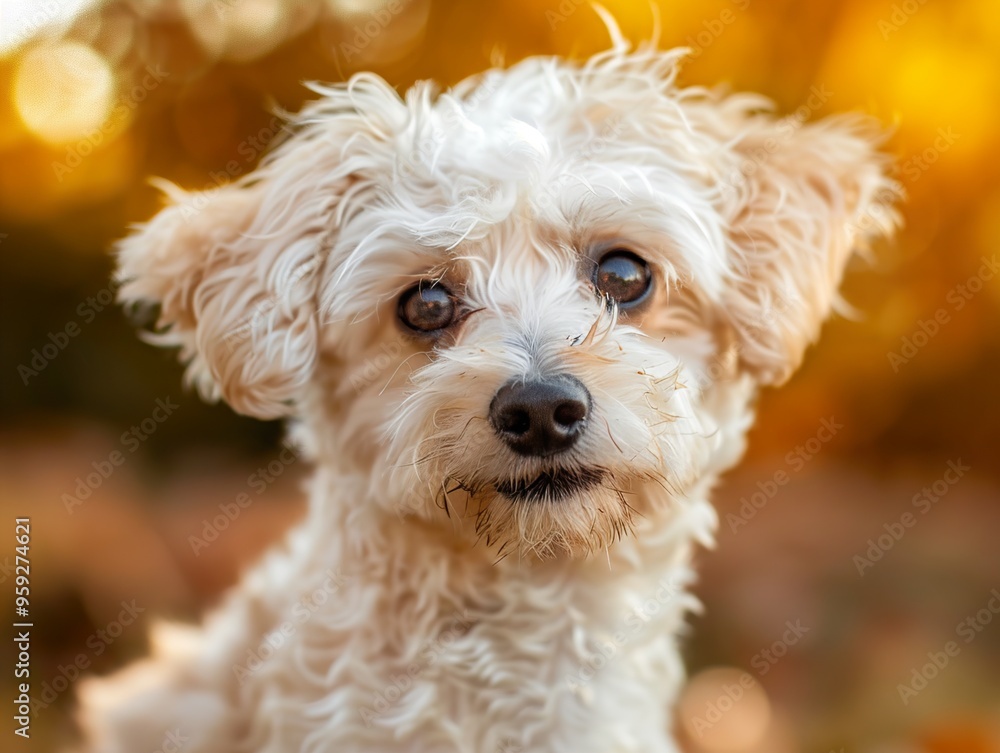 A small white dog with brown eyes looks directly at the camera with a soft, fluffy coat. A small white dog with brown eyes looks directly at the camera with a soft, fluffy coat.