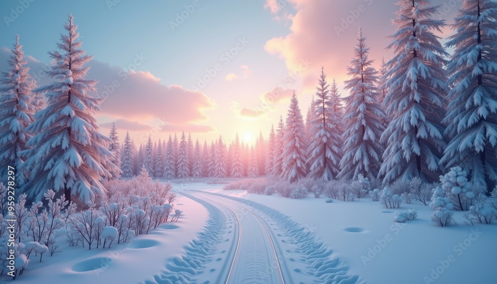 A serene winter landscape featuring snow-covered trees and a winding path, perfect for evoking feelings of tranquility and beauty in seasonal promotions or nature-themed projects. A serene winter landscape featuring snow-covered trees and a winding path, perfect for evoking feelings of tranquility and beauty in seasonal promotions or nature-themed projects.